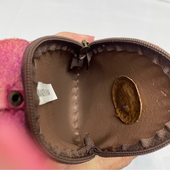 Flamingo Design Leather wristlet Bag. Hand crafted over stitch. Unique. Coins - Picture 6 of 10